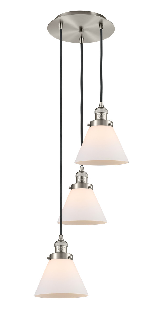 INNOVATIONS 113F-3P-SN-G41 Cone 3 Light Multi-Pendant part of the Franklin Restoration Collection Brushed Satin Nickel