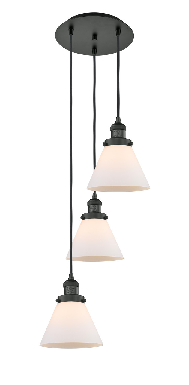 INNOVATIONS 113F-3P-BK-G41 Cone 3 Light Multi-Pendant part of the Franklin Restoration Collection Matte Black