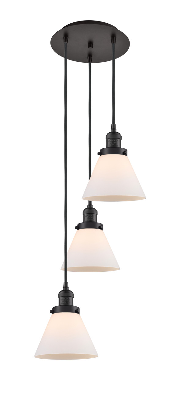 INNOVATIONS 113F-3P-OB-G41 Cone 3 Light Multi-Pendant part of the Franklin Restoration Collection Oil Rubbed Bronze