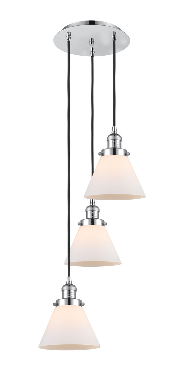 INNOVATIONS 113F-3P-PC-G41 Cone 3 Light Multi-Pendant part of the Franklin Restoration Collection Polished Chrome