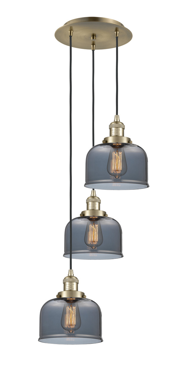 INNOVATIONS 113F-3P-AB-G73 Cone 3 Light Multi-Pendant part of the Franklin Restoration Collection Antique Brass