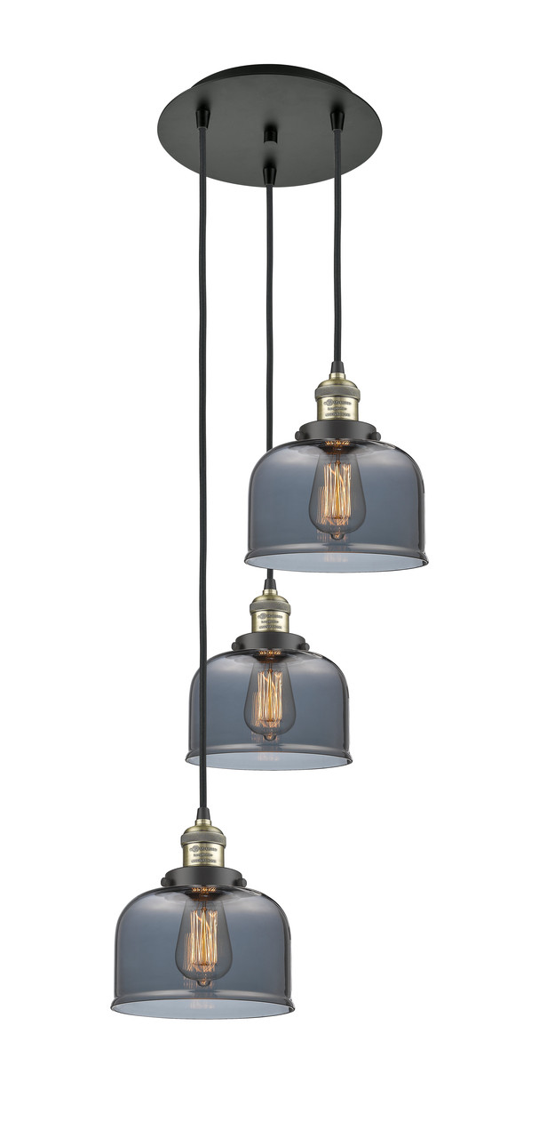 INNOVATIONS 113F-3P-BAB-G73 Cone 3 Light Multi-Pendant part of the Franklin Restoration Collection Black Antique Brass
