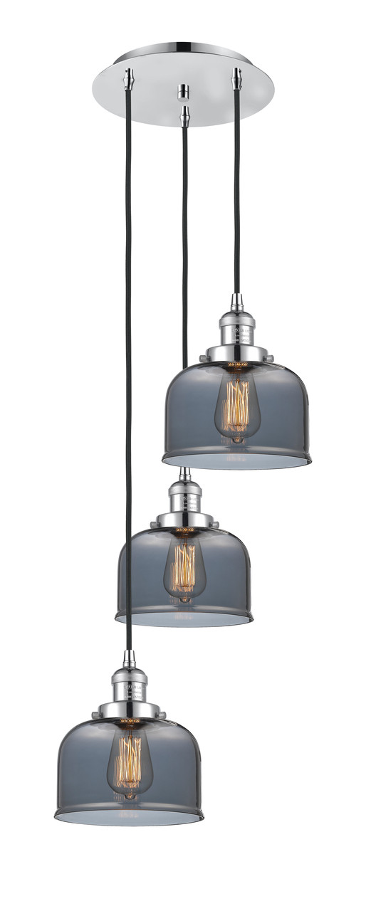 INNOVATIONS 113F-3P-PC-G73 Cone 3 Light Multi-Pendant part of the Franklin Restoration Collection Polished Chrome