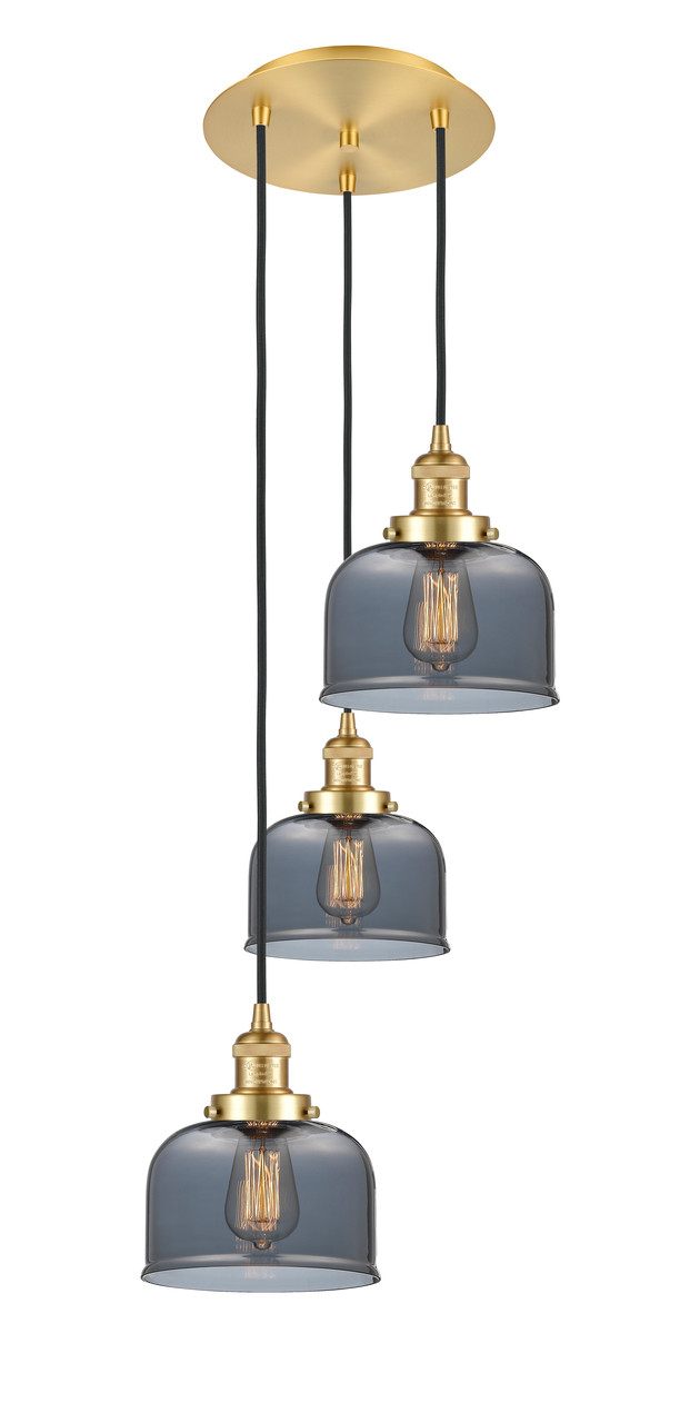 INNOVATIONS 113F-3P-SG-G73 Cone 3 Light Multi-Pendant part of the Franklin Restoration Collection Satin Gold