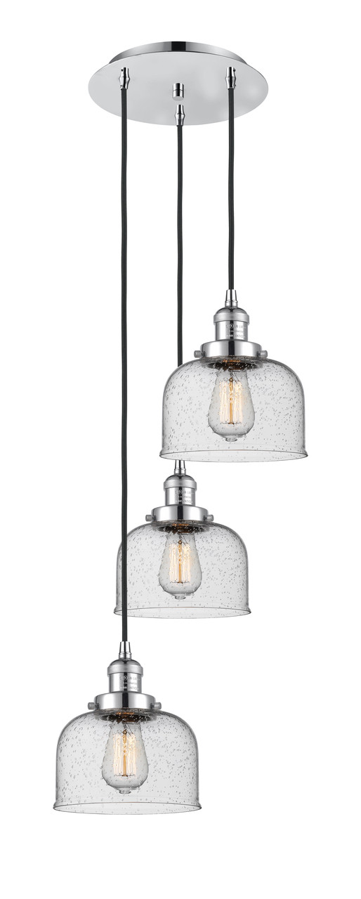 INNOVATIONS 113F-3P-PC-G74 Cone 3 Light Multi-Pendant part of the Franklin Restoration Collection Polished Chrome