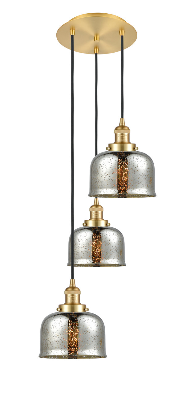 INNOVATIONS 113F-3P-SG-G78 Cone 3 Light Multi-Pendant part of the Franklin Restoration Collection Satin Gold