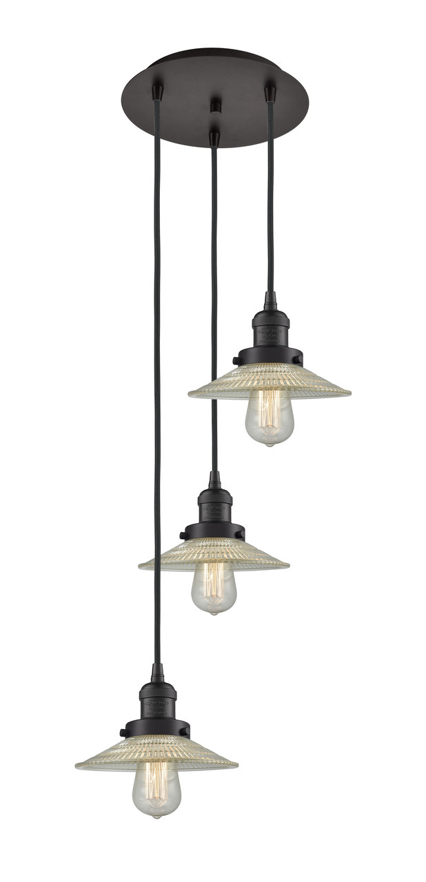INNOVATIONS 113F-3P-OB-G2 Halophane 3 Light Multi-Pendant part of the Franklin Restoration Collection Oil Rubbed Bronze