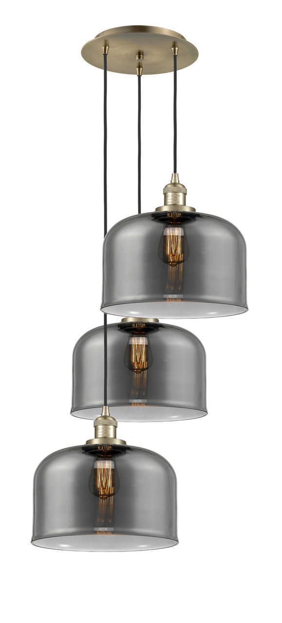 INNOVATIONS 113F-3P-AB-G73-L Cone 3 Light Multi-Pendant part of the Franklin Restoration Collection Antique Brass