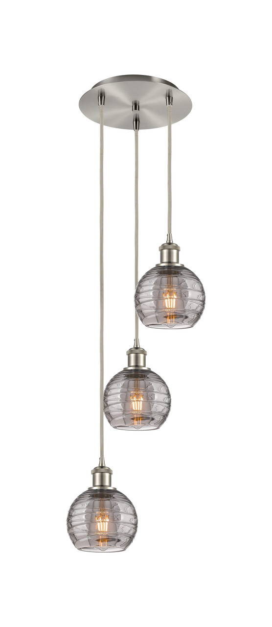 INNOVATIONS 113B-3P-SN-G1213-6SM Athens Deco Swirl 3 Light 16 inch Multi-Pendant Brushed Satin Nickel