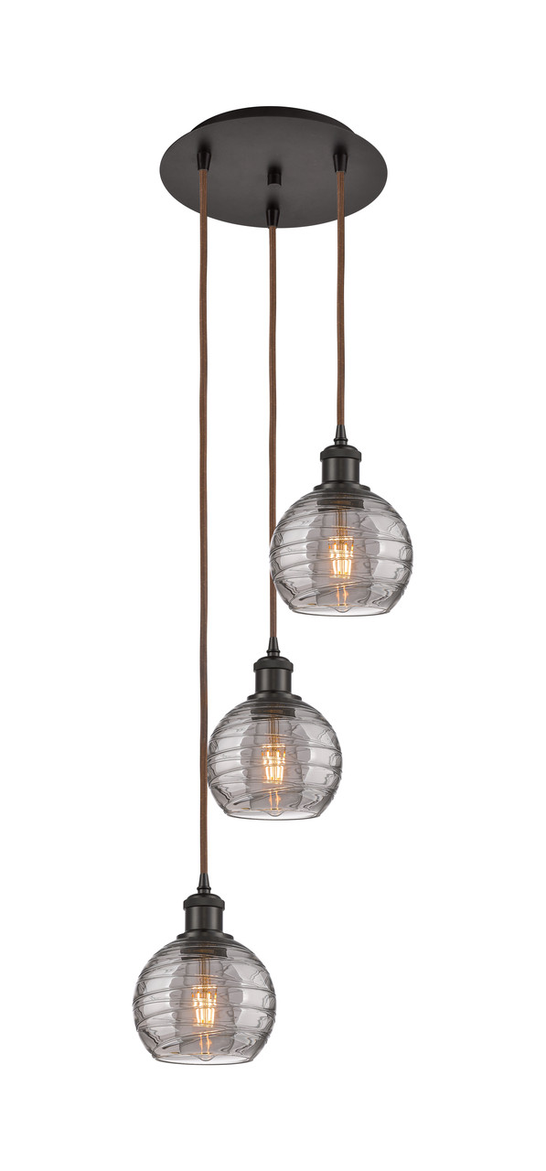 INNOVATIONS 113B-3P-OB-G1213-6SM Athens Deco Swirl 3 Light 16 inch Multi-Pendant Oil Rubbed Bronze