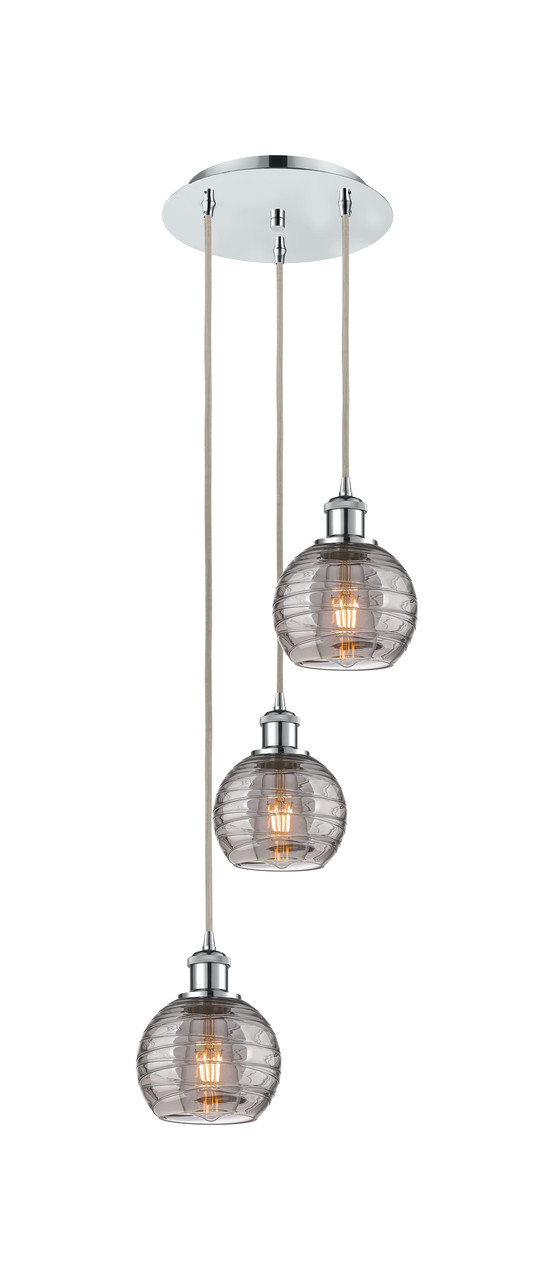 INNOVATIONS 113B-3P-PC-G1213-6SM Athens Deco Swirl 3 Light 16 inch Multi-Pendant Polished Chrome