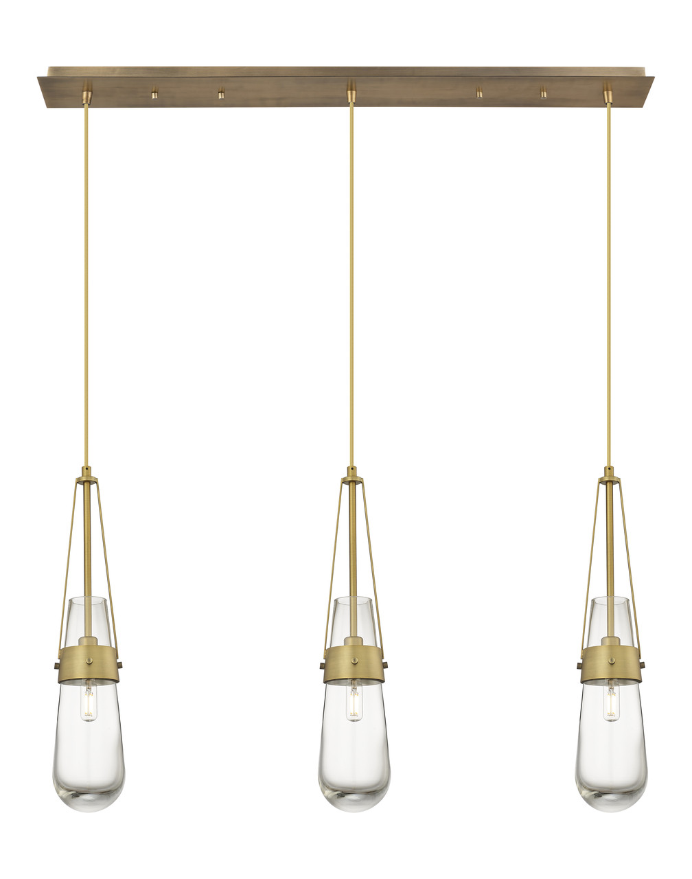 INNOVATIONS 123-452-1P-BB-G452-4CL Milan 4 Light 36 inch Linear Pendant Brushed Brass