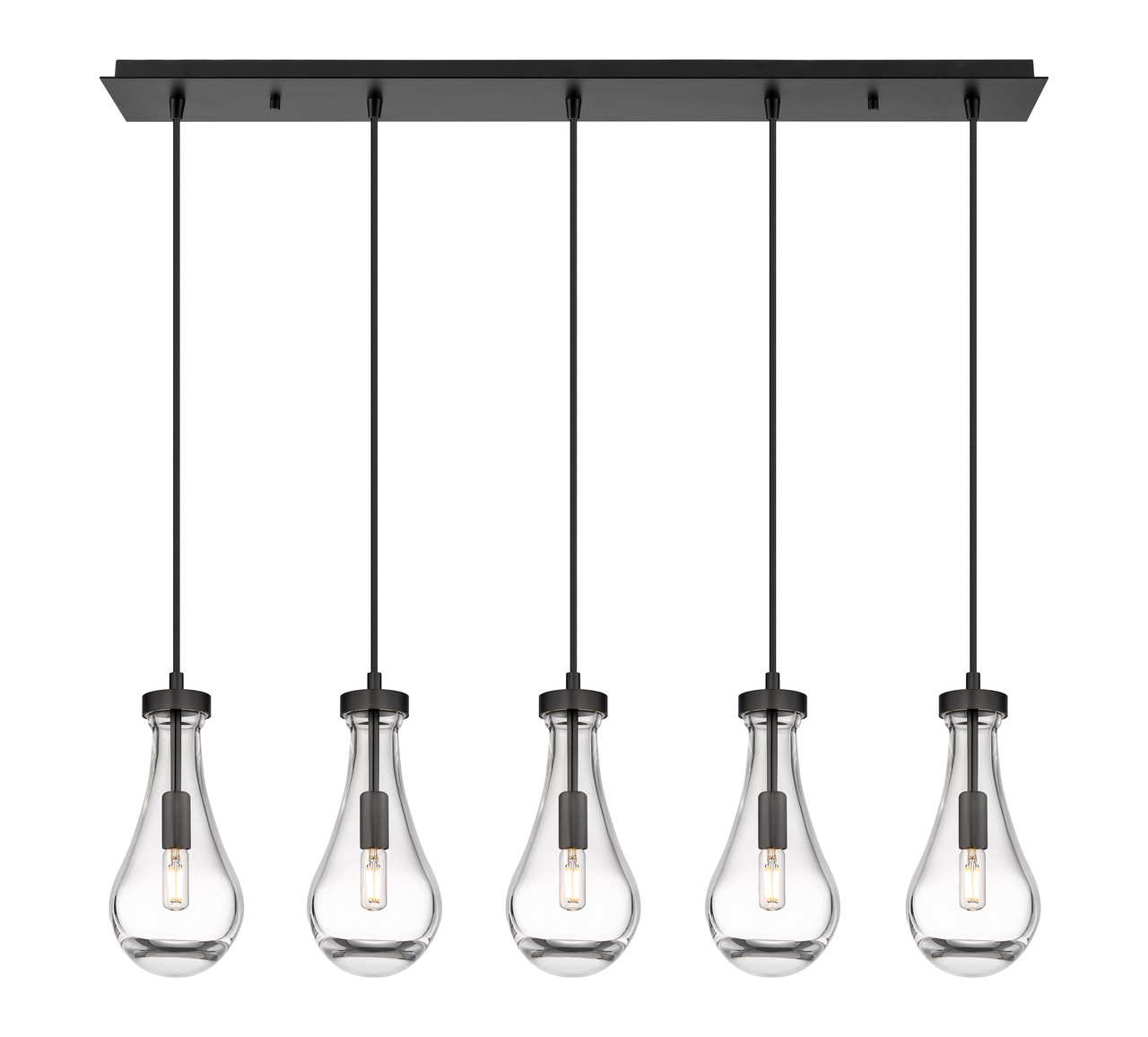 INNOVATIONS 125-451-1P-BK-G451-5CL Owego 5 Light 37 inch Linear Pendant Matte Black