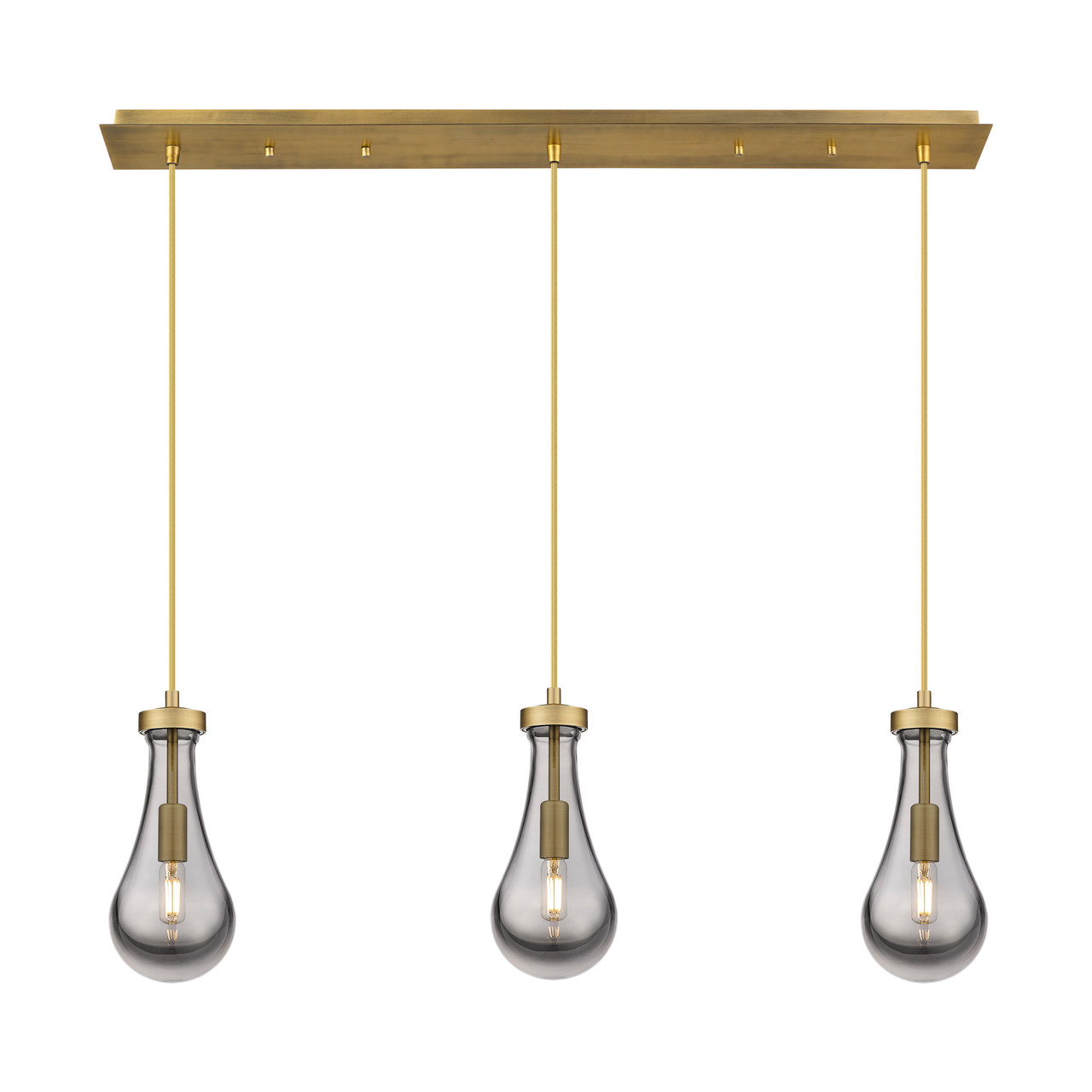 INNOVATIONS 123-451-1P-BB-G451-5SM Owego 3 Light 37 inch Linear Pendant Brushed Brass