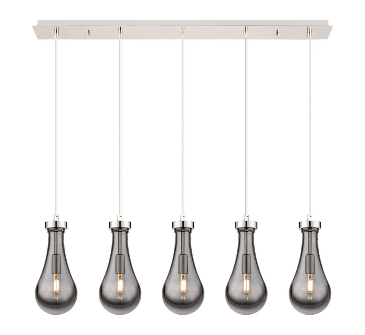 INNOVATIONS 125-451-1P-PN-G451-5SM Owego 4 Light 37 inch Linear Pendant Polished Nickel