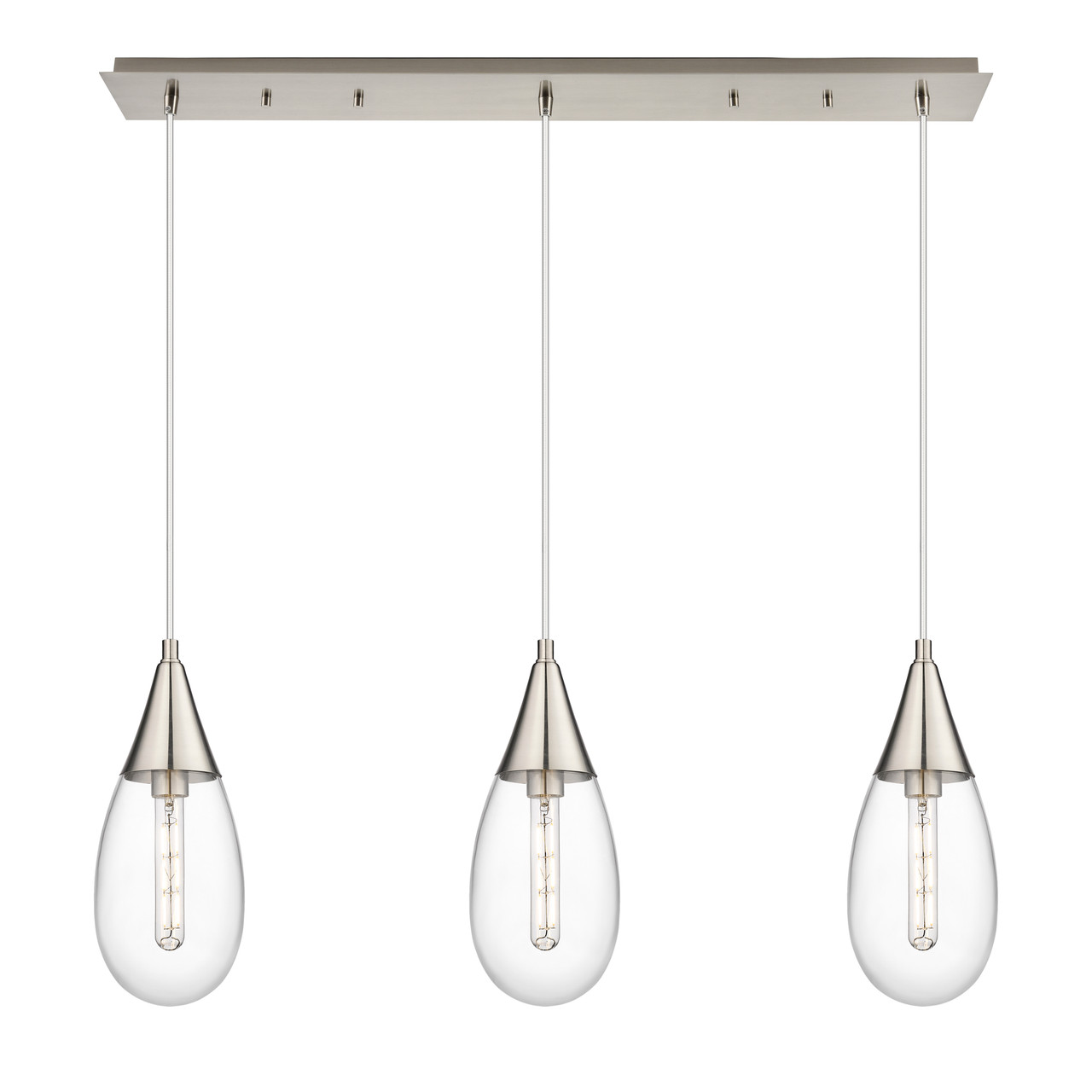 INNOVATIONS 123-450-1P-SN-G450-6CL Malone 3 Light 38 inch Linear Pendant Brushed Satin Nickel