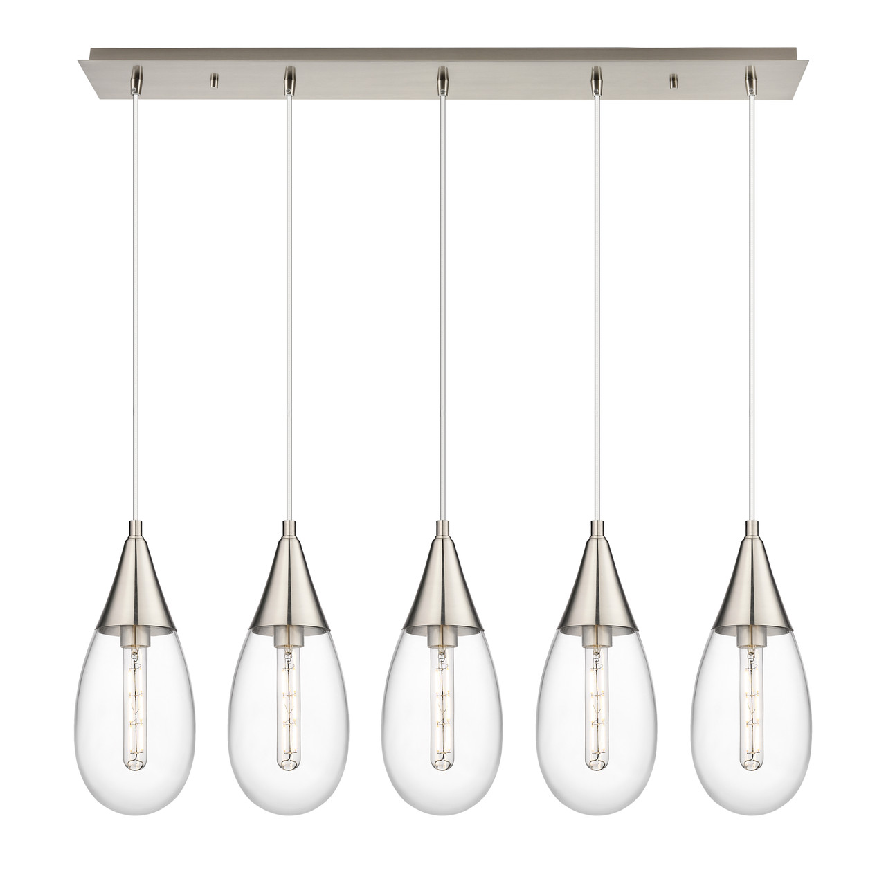 INNOVATIONS 125-450-1P-SN-G450-6CL Malone 3 Light 38 inch Linear Pendant Brushed Satin Nickel