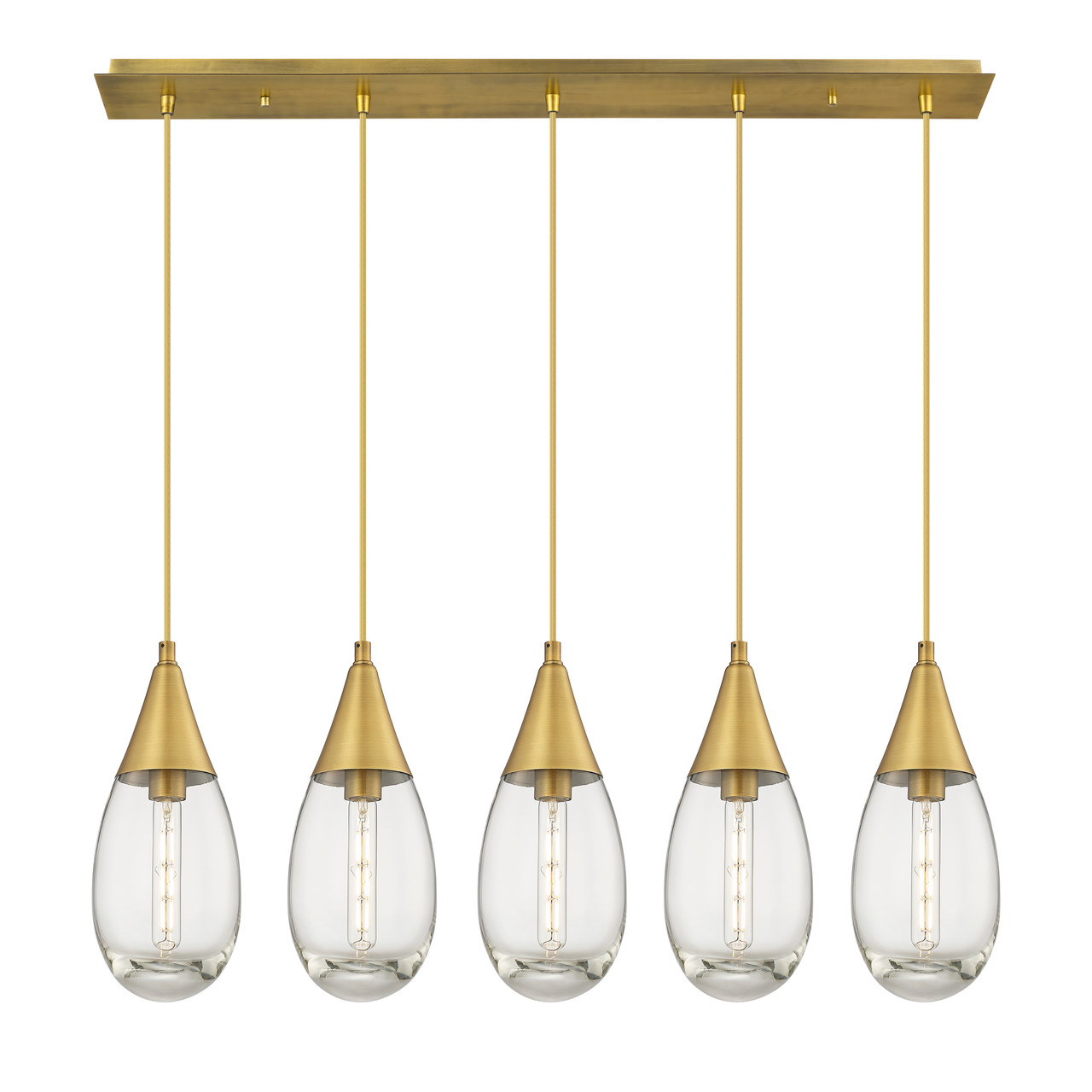 INNOVATIONS 125-450-1P-BB-G450-6CL Malone 4 Light 38 inch Linear Pendant Brushed Brass