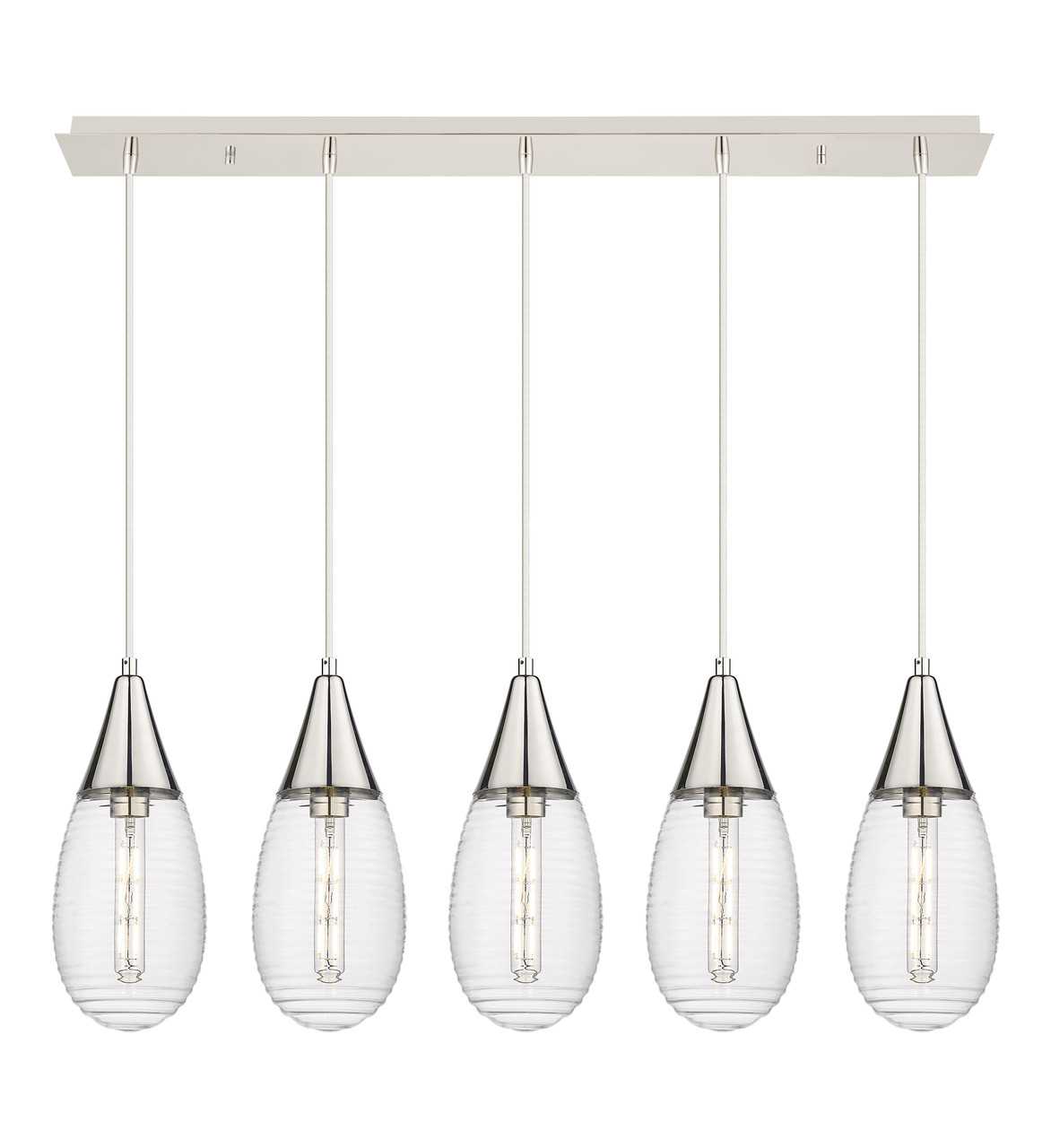 INNOVATIONS 125-450-1P-PN-G450-6CL Malone 7 Light 38 inch Linear Pendant Polished Nickel