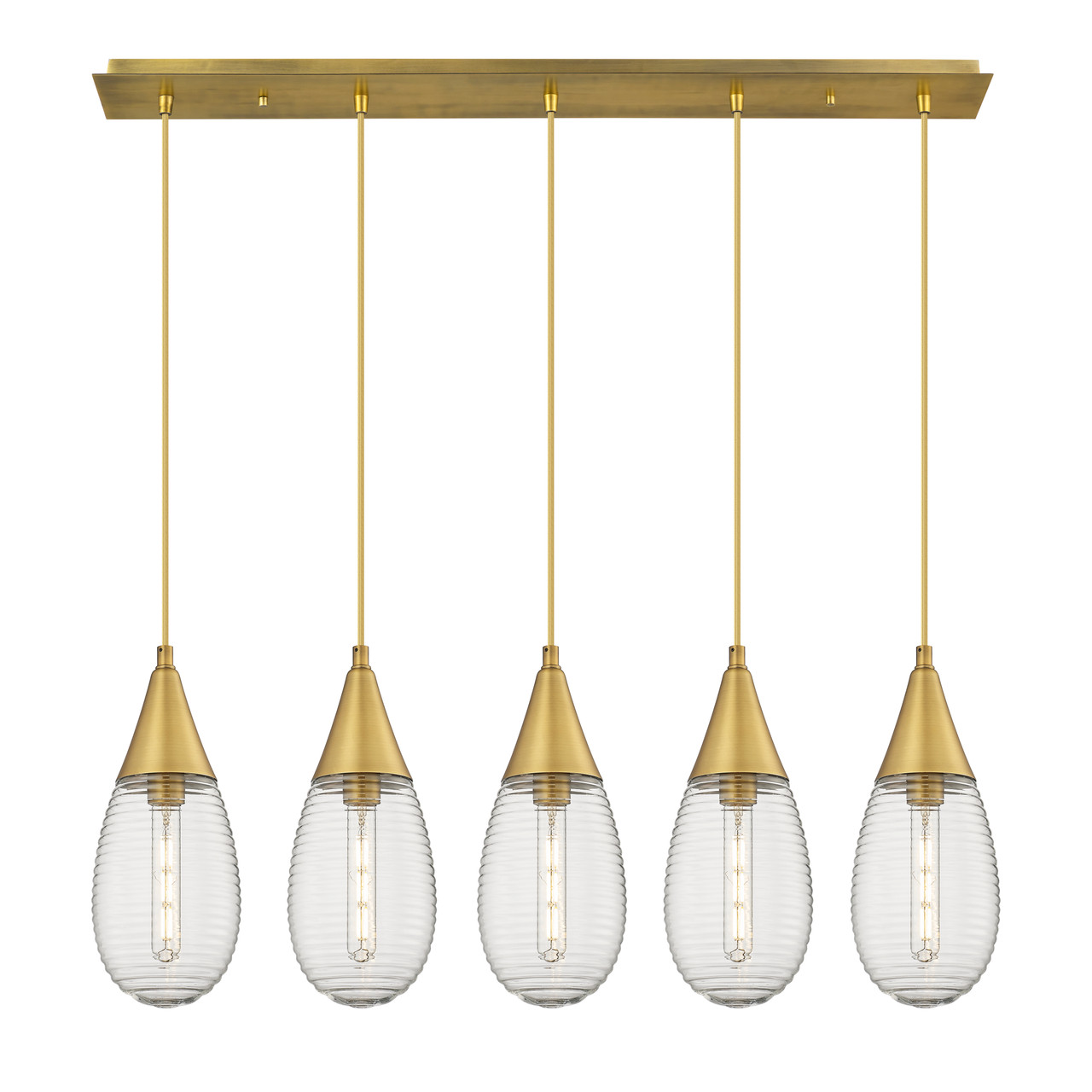 INNOVATIONS 125-450-1P-BB-G450-6SCL Malone 7 Light 38 inch Linear Pendant Brushed Brass