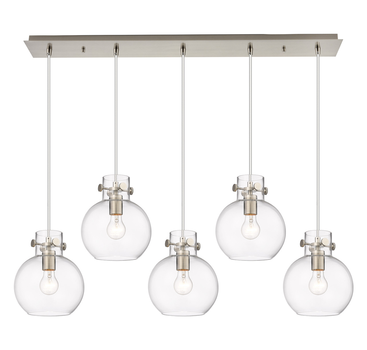INNOVATIONS 125-410-1PS-SN-G410-8CL Newton Sphere 7 Light 40 inch Linear Pendant Brushed Satin Nickel