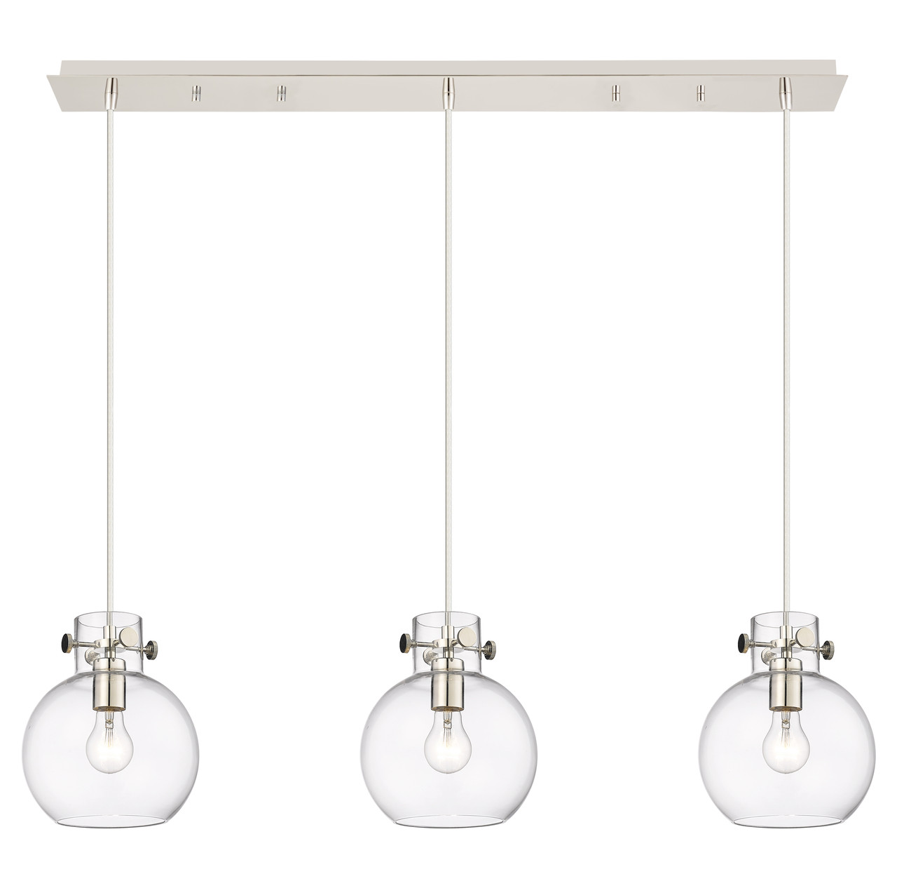 INNOVATIONS 123-410-1PS-PN-G410-8CL Newton Sphere 7 Light 40 inch Linear Pendant Polished Nickel