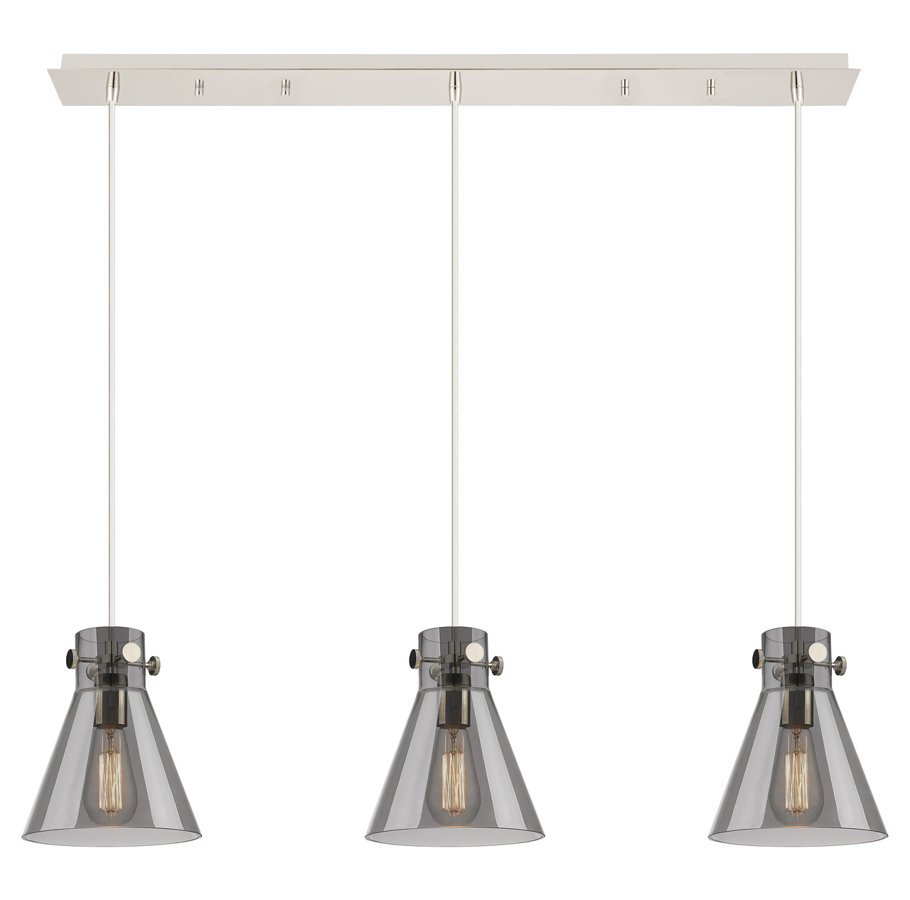INNOVATIONS 123-410-1PS-PN-G411-8SM Newton Cone 6 Light 40 inch Linear Pendant Polished Nickel
