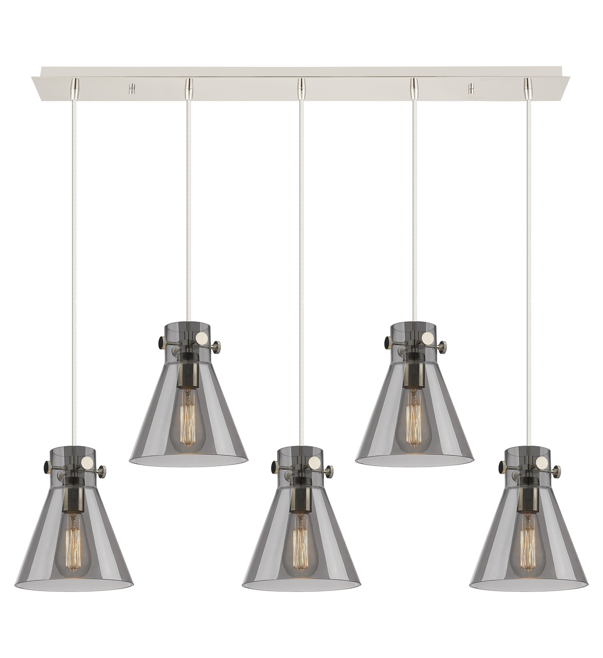 INNOVATIONS 125-410-1PS-PN-G411-8SM Newton Cone 8 Light 40 inch Linear Pendant Polished Nickel