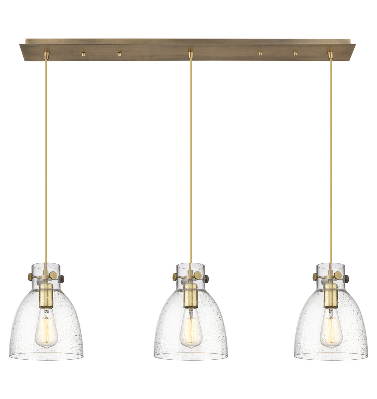 INNOVATIONS 123-410-1PS-BB-G412-8SDY Newton Bell 1 Light 40 inch Linear Pendant Brushed Brass
