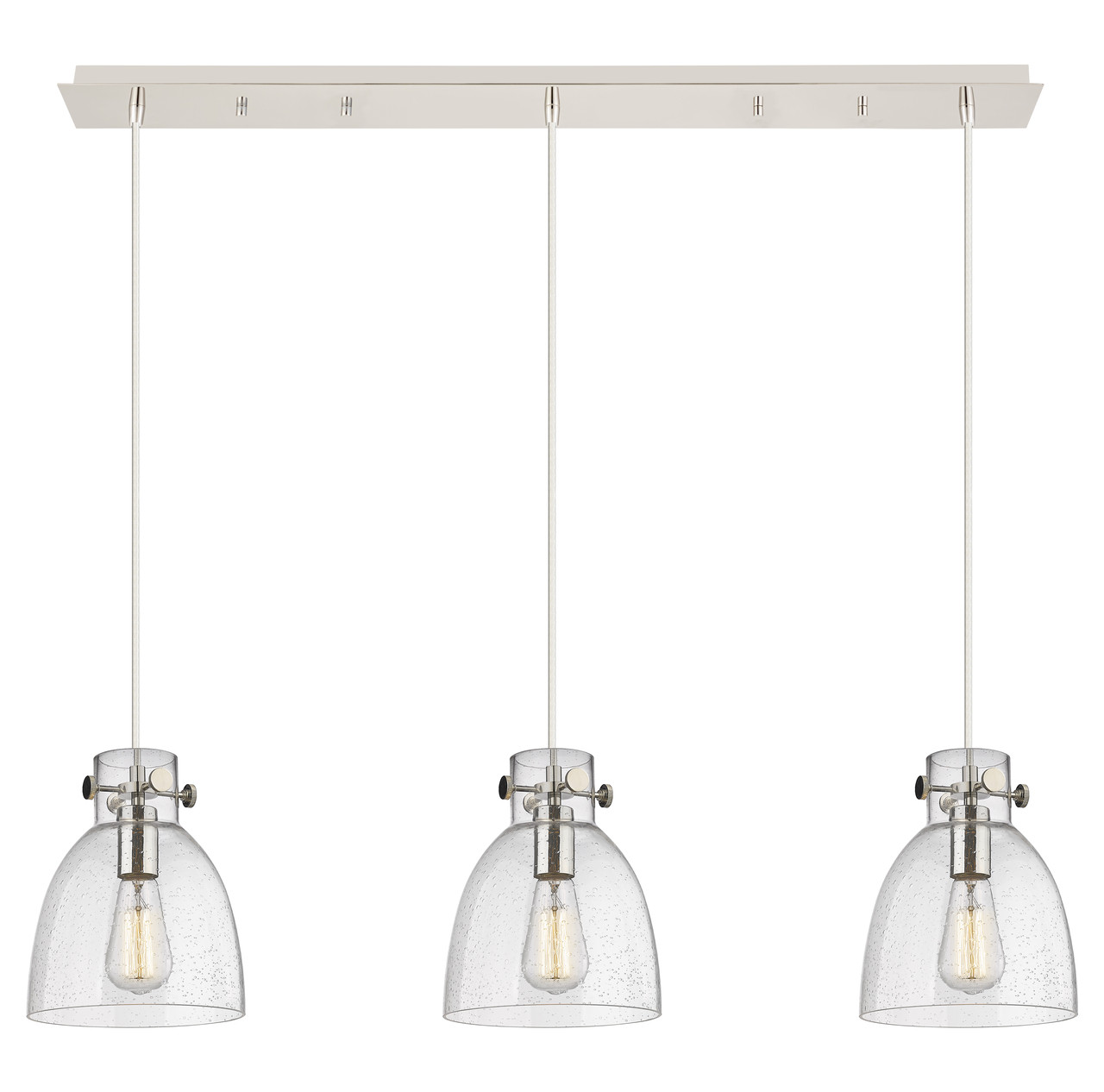 INNOVATIONS 123-410-1PS-PN-G412-8SDY Newton Bell 5 Light 40 inch Linear Pendant Polished Nickel