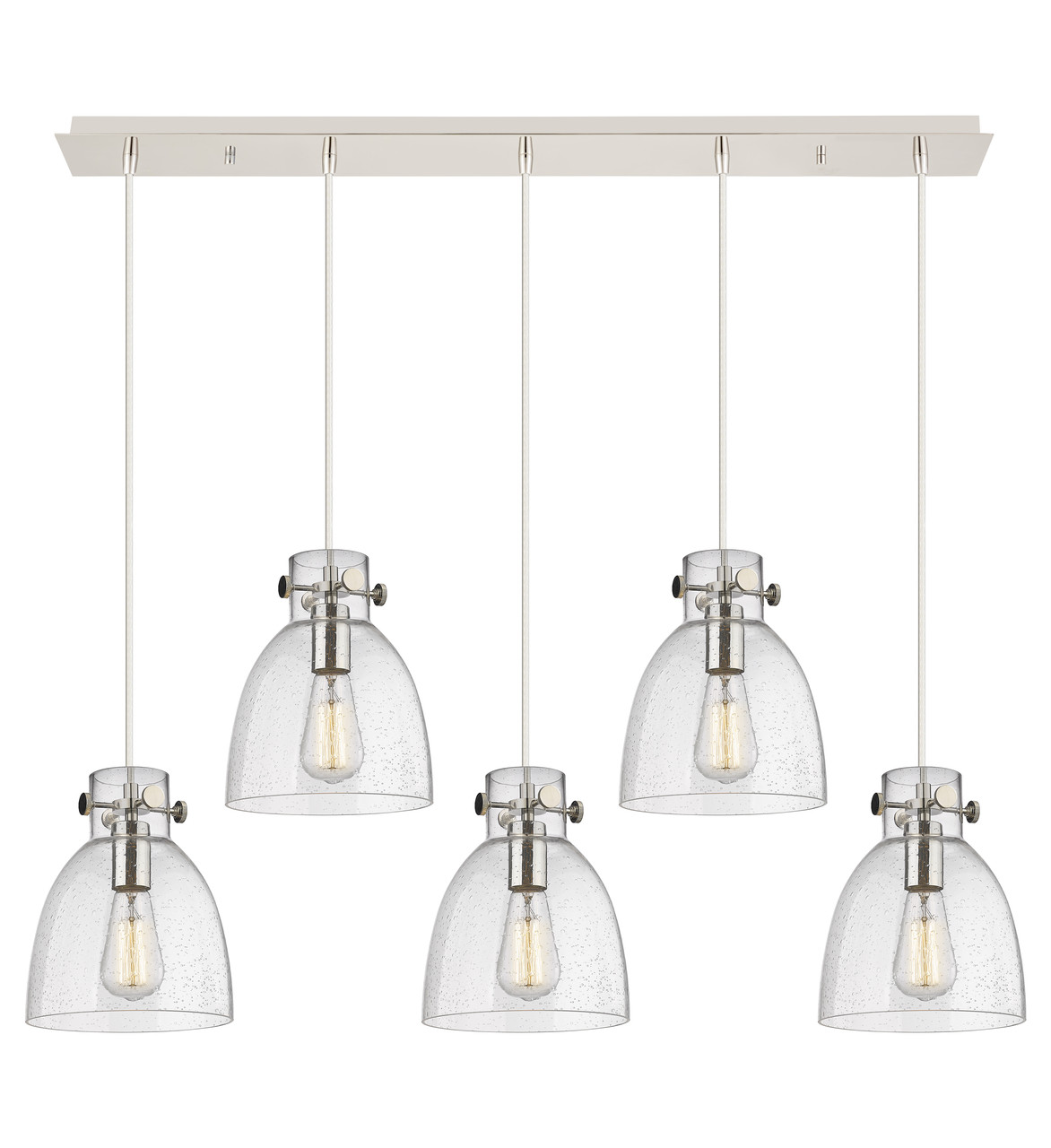 INNOVATIONS 125-410-1PS-PN-G412-8SDY Newton Bell 8 Light 40 inch Linear Pendant Polished Nickel