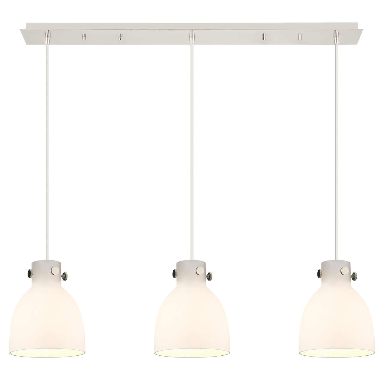 INNOVATIONS 123-410-1PS-PN-G412-8WH Newton Bell 1 Light 40 inch Linear Pendant Polished Nickel
