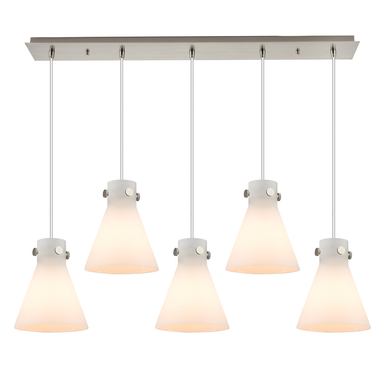 INNOVATIONS 125-410-1PS-SN-G411-8WH Newton Cone 9 Light 40 inch Linear Pendant Brushed Satin Nickel