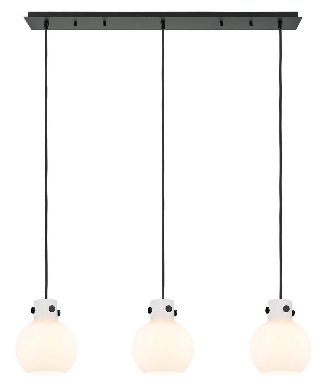 INNOVATIONS 123-410-1PS-BK-G410-8WH Newton Sphere 9 Light 40 inch Linear Pendant Matte Black