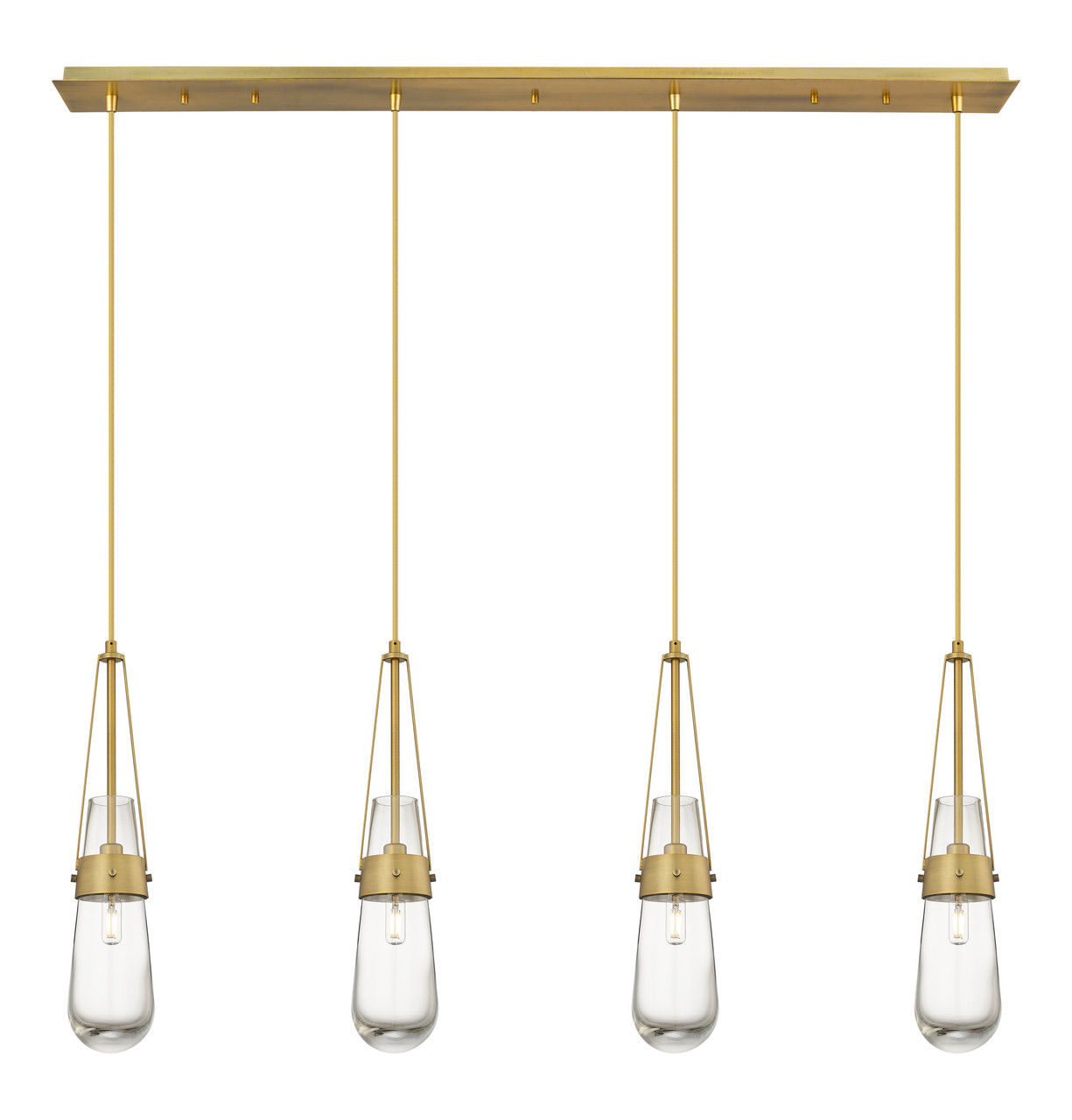 INNOVATIONS 124-452-1P-BB-G452-4CL Milan 1 Light 48 inch Linear Pendant Brushed Brass