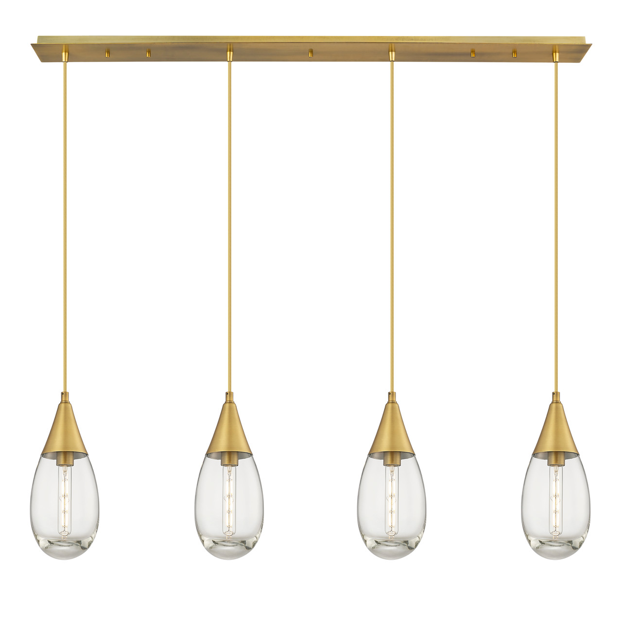 INNOVATIONS 124-450-1P-BB-G450-6CL Malone 8 Light 50 inch Linear Pendant Brushed Brass
