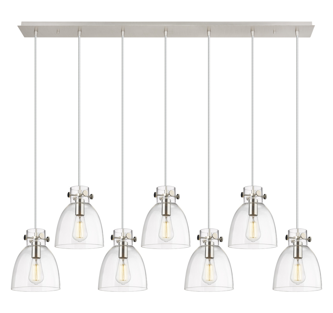 INNOVATIONS 127-410-1PS-PN-G412-8CL Newton Bell 5 Light 52 inch Linear Pendant Polished Nickel