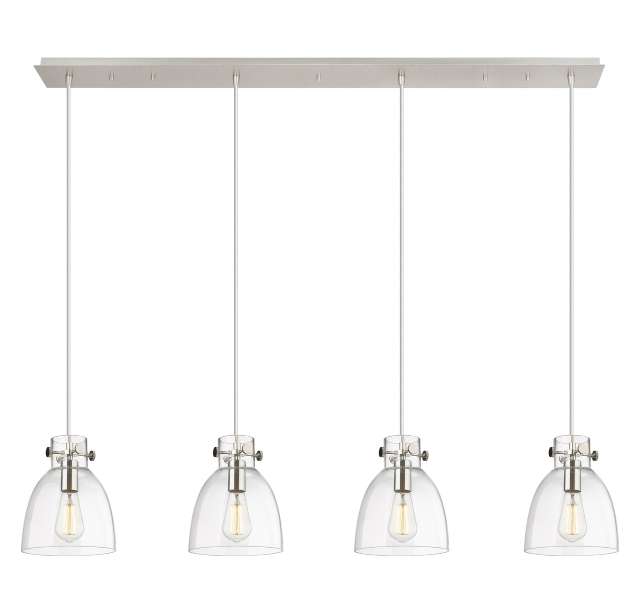INNOVATIONS 124-410-1PS-PN-G412-8CL Newton Bell 8 Light 52 inch Linear Pendant Polished Nickel