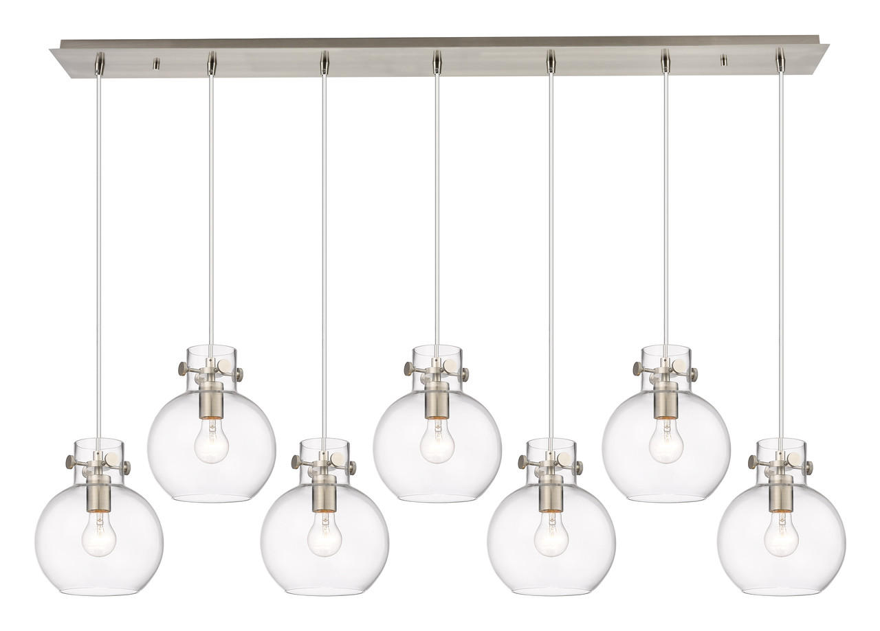 INNOVATIONS 127-410-1PS-SN-G410-8CL Newton Sphere 7 Light 52 inch Linear Pendant Brushed Satin Nickel