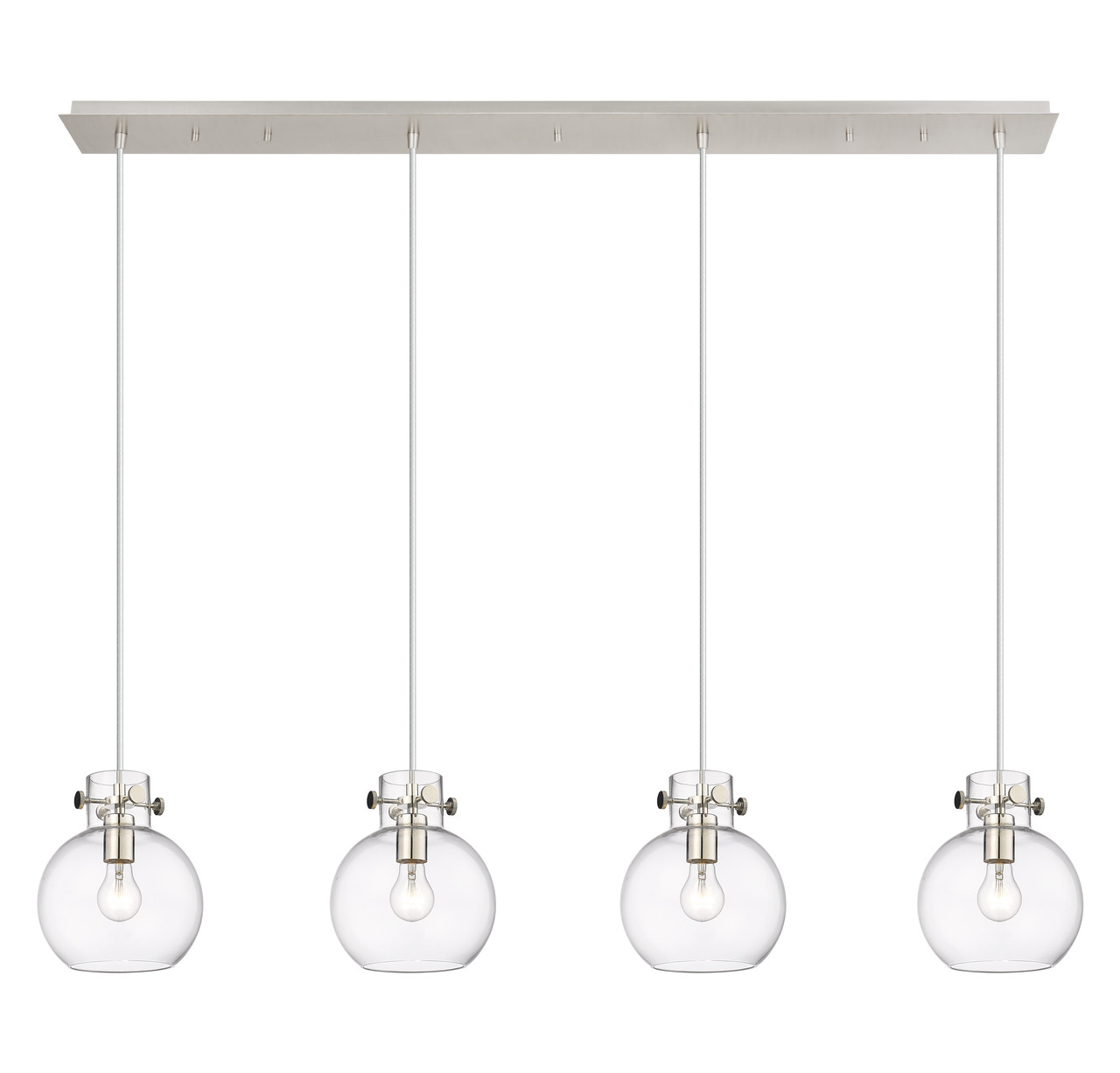 INNOVATIONS 124-410-1PS-PN-G410-8CL Newton Sphere 4 Light 52 inch Linear Pendant Polished Nickel