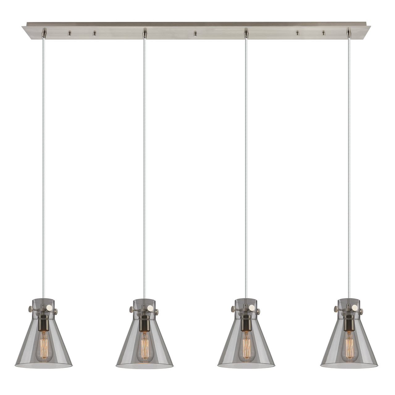 INNOVATIONS 124-410-1PS-SN-G411-8SM Newton Cone 9 Light 52 inch Linear Pendant Brushed Satin Nickel