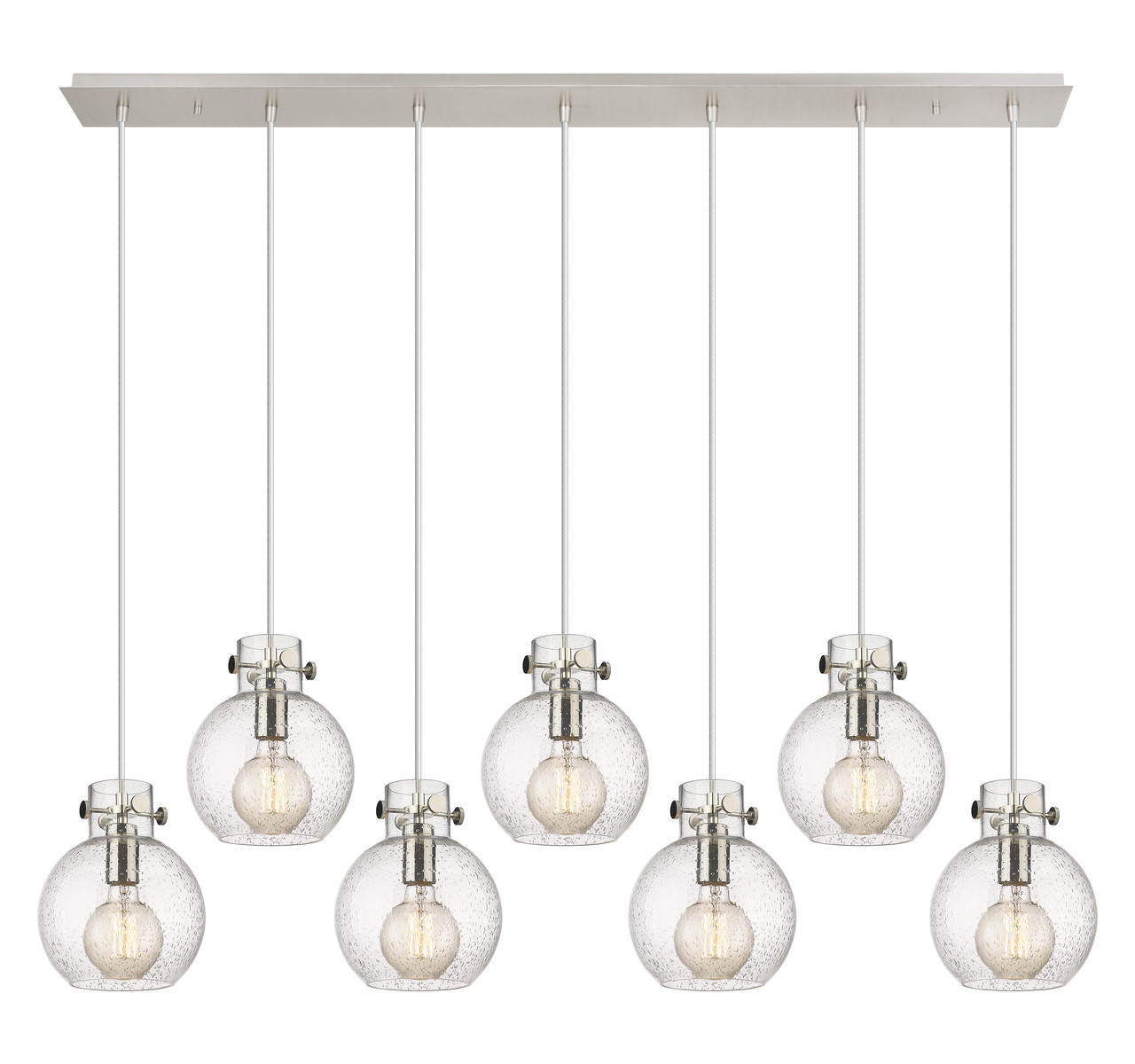 INNOVATIONS 127-410-1PS-PN-G410-8SDY Newton Sphere 3 Light 52 inch Linear Pendant Polished Nickel