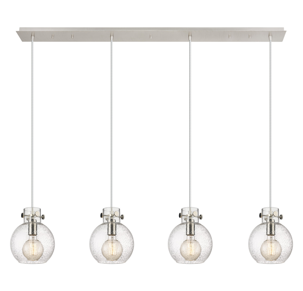 INNOVATIONS 124-410-1PS-PN-G410-8SDY Newton Sphere 7 Light 52 inch Linear Pendant Polished Nickel
