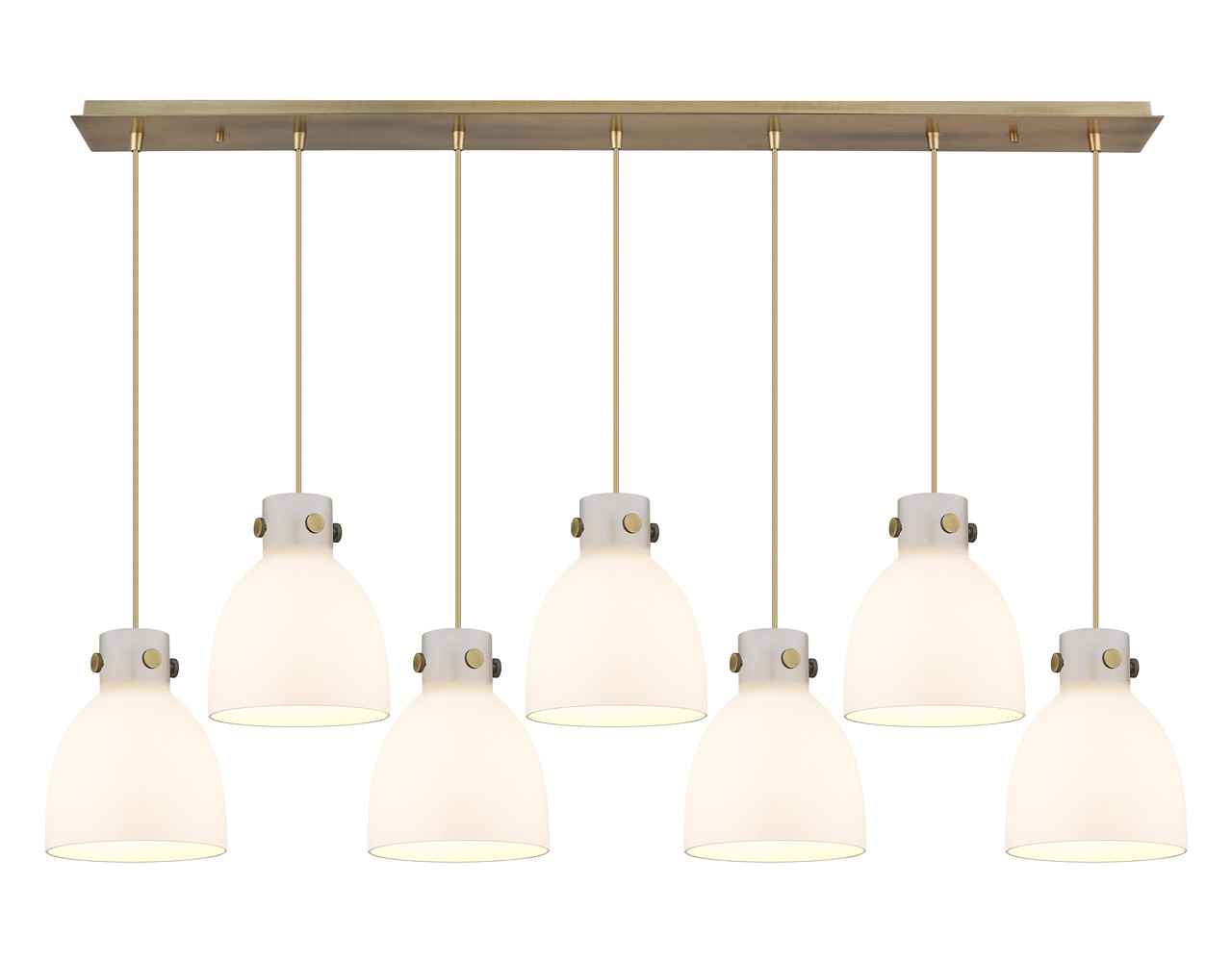 INNOVATIONS 127-410-1PS-BB-G412-8WH Newton Bell 0 Light 52 inch Linear Pendant Brushed Brass INNOVATIONS 127-410-1PS-BB-G412-8WH Newton Bell 0 Light 52 inch Linear Pendant Brushed Brass