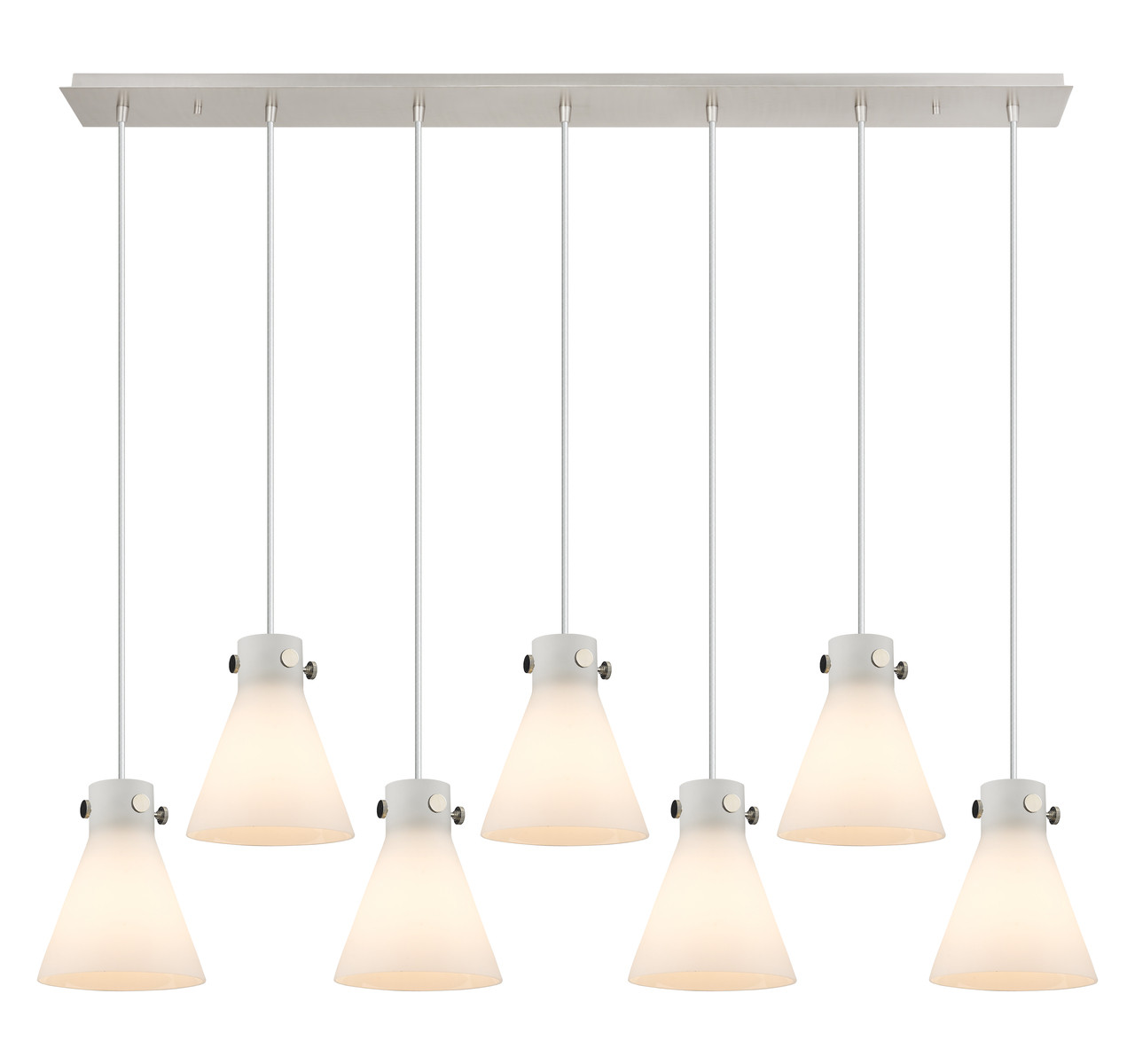 INNOVATIONS 127-410-1PS-PN-G411-8WH Newton Cone 2 Light 52 inch Linear Pendant Polished Nickel