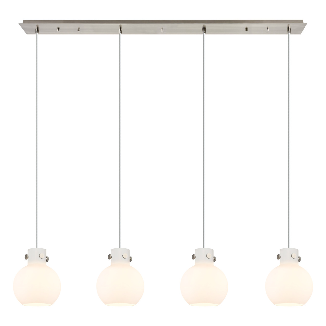 INNOVATIONS 124-410-1PS-SN-G410-8WH Newton Sphere 0 Light 52 inch Linear Pendant Brushed Satin Nickel INNOVATIONS 124-410-1PS-SN-G410-8WH Newton Sphere 0 Light 52 inch Linear Pendant Brushed Satin Nickel