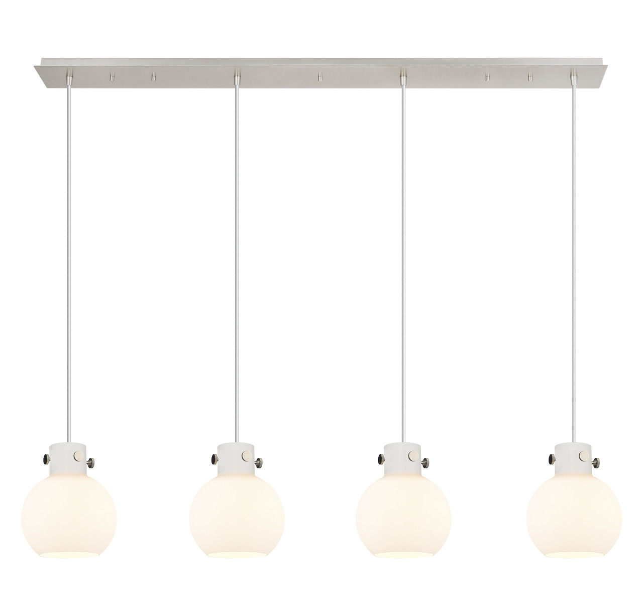 INNOVATIONS 124-410-1PS-PN-G410-8WH Newton Sphere 3 Light 52 inch Linear Pendant Polished Nickel