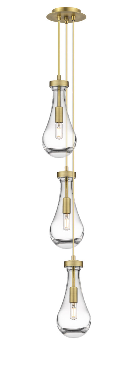 INNOVATIONS 103-451-1P-BB-G451-5CL Owego 3 Light 7 inch Multi Pendant Brushed Brass