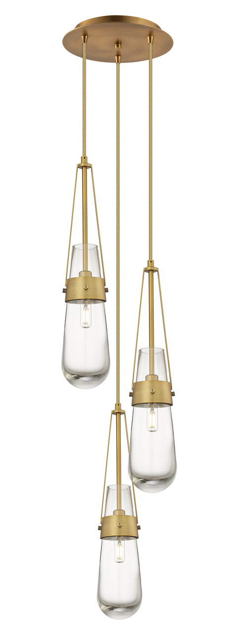 INNOVATIONS 113-452-1P-BB-G452-4CL Milan 9 Light 12 inch Multi Pendant Brushed Brass