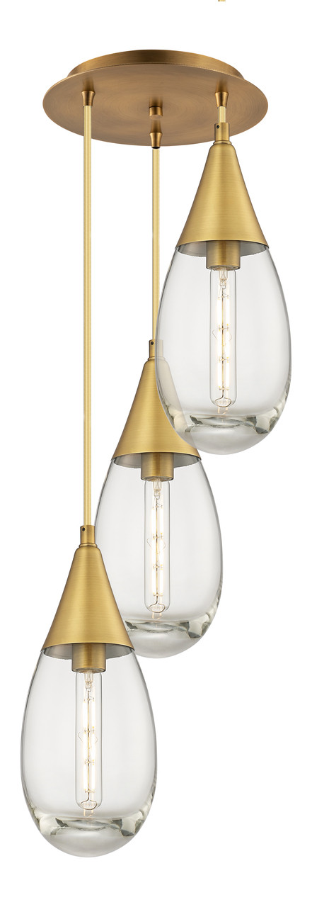 INNOVATIONS 113-450-1P-BB-G450-6CL Malone 6 Light 14 inch Multi Pendant Brushed Brass